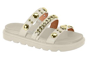 Papete Vizzano Tira Com Tachas E Correntes Calce Facil Branco Off