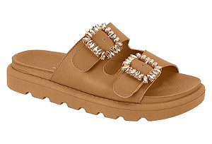 Papete Vizzano Tratorada Fivela Com Pedraria Calce Facil Camel