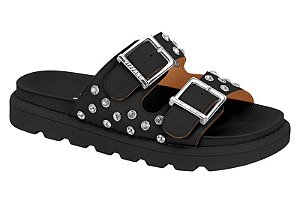 Papete Vizzano Com Tachas Prata Tira Com Fivela Calce Facil Preto