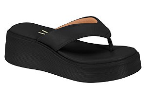 Tamanco Vizzano Flatform Correia Lisa Calce Facil Preto