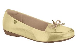 Sapatilha Modare Mocassim Com Laço Casual Dourado
