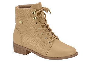 Bota Modare Conforto Cano Baixo Coturno Cadarço Salto Bloco Tan