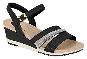 Sandalia Modare Conforto Salto Anabelle Tira Com Strass Preto