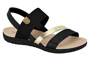 Sandalia Modare Ultra Conforto Tiras Metalizada Calce Facil Preto