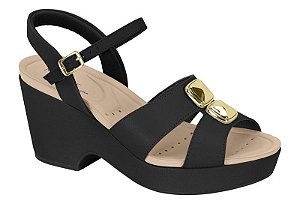 Tamanco Modare Meia Pata Tira Com Tachas Fivela Preto