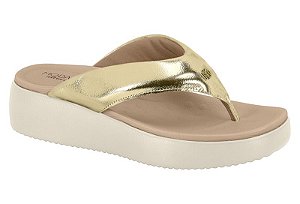 Tamanco Modare Calce Facil Flatform Correia Lisa Conforto Dourado