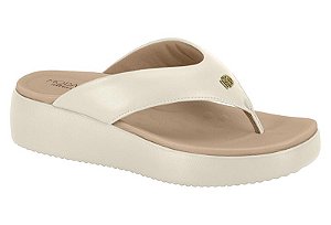 Tamanco Modare Calce Facil Flatform Correia Lisa Conforto Branco Off