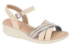 Sandalia Modare Conforto Tira Com Strass Fivela Cristal/Creme