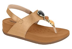 Sandalia Modare Conforto Salto Alto Calce Facil Tira Com Pedras Bronze