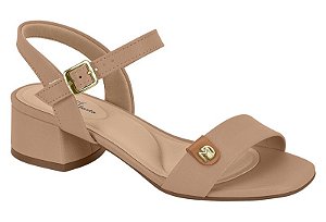 Sandalia Modare Conforto Salto Bloco Tira Com Fivela Nude