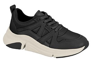 Tenis Modare Conforto Chunky Casual Metalizado Com Cadarço Solado Alto Preto