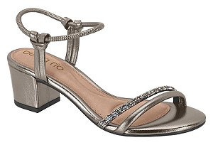 Sandalia Beira Rio Tira Com Strass Calce Facil Salto Bloco Grafite/Preto