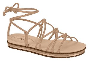 Sandalia Flat Beira Rio Com Tiras E Amarração Nude