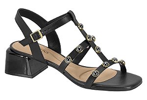 Sandalia Beira Rio Salto Bloco Com Tachas Preto