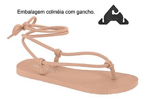Sandalia Beira Rio Rasteira Amarração Nude