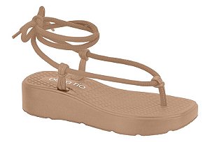 Chinelo Beira Rio Flat Amarração Nude