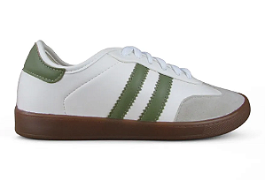 Tenis Littz Samba Com Cadarço Casual Urbano Branco/Exercito