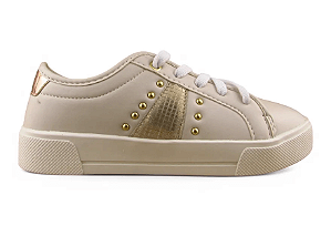 Tenis Casual Littz Com Cadarço Metalizado Tachas Off White