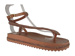 Papete Fivela Littz Tiras Strass Cobra Cobre