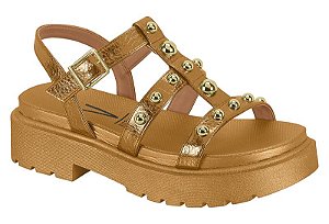 Sandalia Vizzano Papete Metalizada Com Tachas Tratorada Bronze