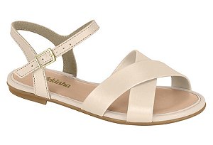 Sandalia Rasteira Infantil Molekinha Com Tiras Creme