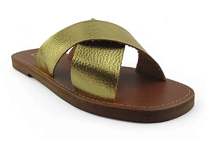 Rasteira Littz Tira Em X Calce Facil Metalizada Ouro