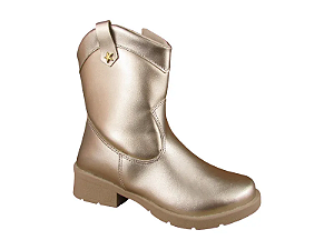 Bota Texana Infantil Ziper Ouro