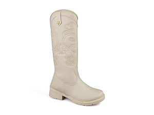 Bota Infantil Montaria Fuffy Cano Alto Detalhe Estrela Branco Off