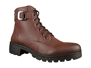 Bota Coturno Donna Lolita Com Fivela Cadarço Ziper Brown