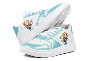 Tênis Infantil Casual Anninha Cadarço Com Recortes Branco Verde