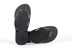 Chinelo Petite Jolie Fresh Solado Com Glitter Preto