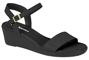 Sandalia Moleca Salto Anabela Tira Lisa Com Fivela Preto