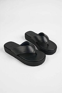 Tamanco Moleca Flatform Chinelo Solado Alto Calce Facil Preto
