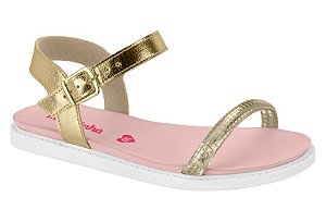 Sandalia Infantil Molekinha Tira Metalizada Tira Com Fivela Dourado