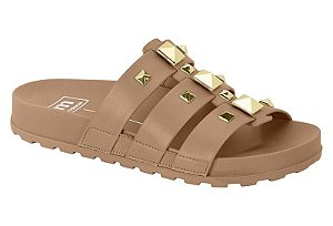 Sandalia Papete Moleca 3 Tiras Com Spike Piramide Nude