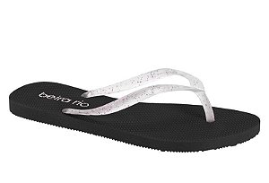 Chinelo Beira Rio Correia Fina Transparente Com Glitter Preto