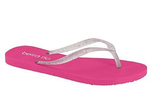 Chinelo Beira Rio Correia Fina Transparente Com Glitter Pink