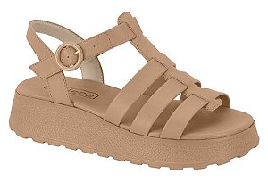 Sandalia Moleca Flatform Tratorada Com Fivela Nude