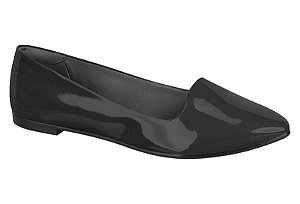 Sapatilha Feminina Moleca Bico Fino Casual Preto Verniz