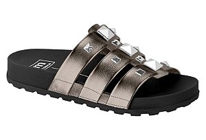 Sandalia Papete Moleca 3 Tiras Com Spike Piramide Grafite/Preto #2