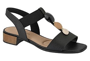 Sandalia Modare Saltinho Tira Com Pedras Calce Facil Preto