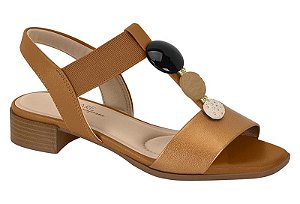 Sandalia Modare Saltinho Tira Com Pedras Calce Facil Bronze