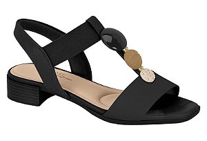 Sandalia Modare Saltinho Tira Com Pedras Calce Facil Preto/Preto