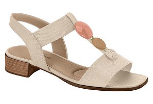 Sandalia Modare Saltinho Tira Com Pedras Calce Facil Creme