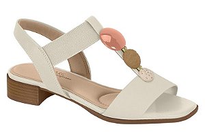 Sandalia Modare Saltinho Tira Com Pedras Calce Facil Branco Off