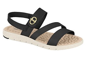 Sandália Modare Conforto Calce Facil Com Velcro Preta Preto