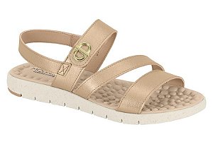 Sandália Modare Conforto Calce Facil Com Velcro Preta Dourado