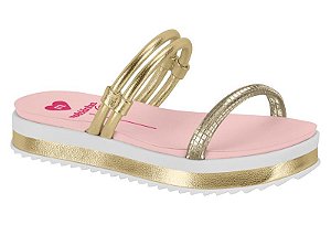 Sandalia Molekinha Flatform Com Tiras Calce Facil Dourado