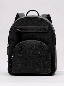 Mochila Petite Jolie Com Bolso Frontal Ziper Preto