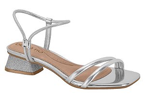 Sandalia  Beira Rio Salto Bloco 2 Tiras Calce Facil  Prata